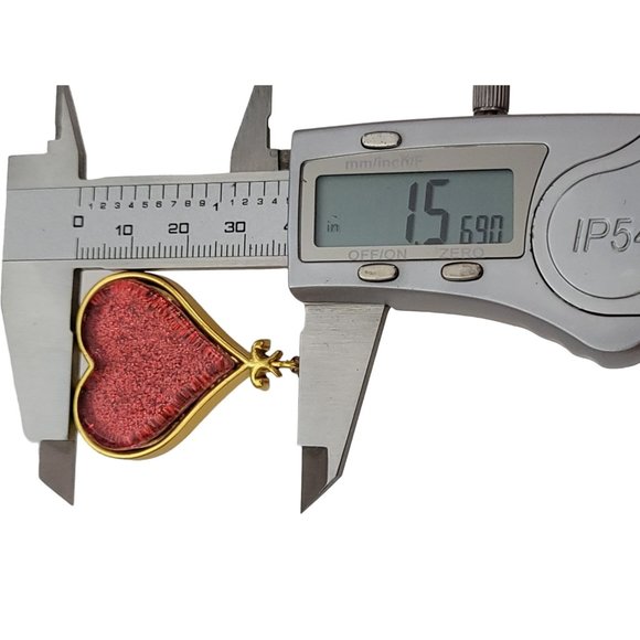 Gold Tone Red Glass Heart Crystal Dangle Lapel Scatter Pin K869 - Picture 6 of 7